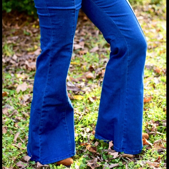 High Waist Bell Bottoms with Sailor Button Detail - Picture 2 of 4